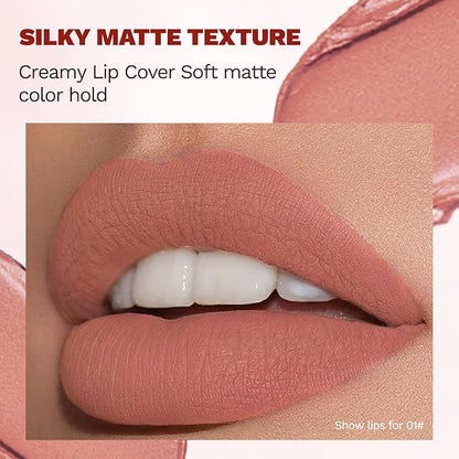 5Pcs Velvet Matte Nude Lipstick Set - Long-lasting Color, Silky Matte Finish, Soft Mousse Texture, Enhances Color and Plumps Lips, Lightweight and Non-Sticky (Set A, 5 Count (Pack of 1))