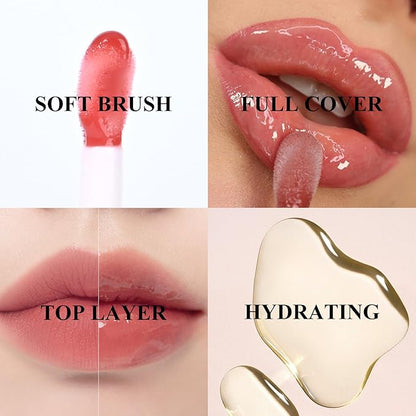 KYDA Hydrating Lip Glow Oil, Moisturizing Lip Oil, Glossy Transparent Plumping Lip Gloss, Tinted Lip Oil for Lip Care and Dry Lips-Black Candy