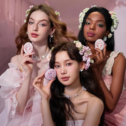 Flower Knows Midsummer Fairytales Embossed Blush 04 Summer Blossom+Butterfly Cloud Collar Angled Powder Brush Frosty Wisteria