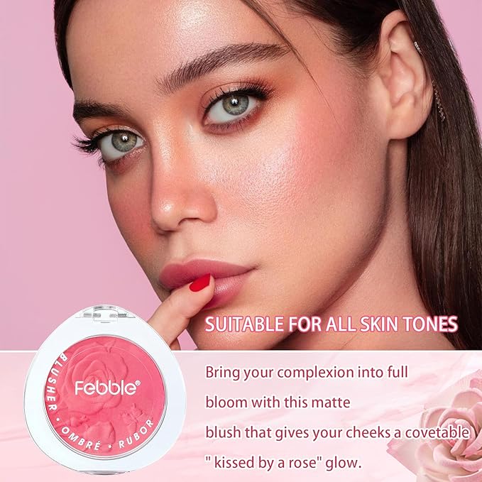 Blush Makeup,Rose Pattern Tint Blush, Lasting Moisturising,Natural shine，Waterproof, Gradual Blush