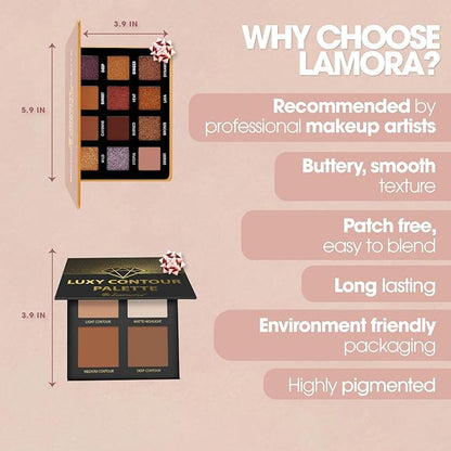 Lamora Bronze Smokey Eyeshadow Palette with Powder Contour Palette