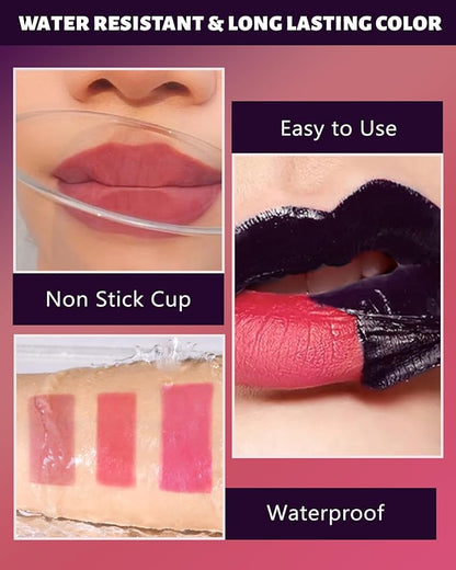 Peel Off Lip Stain Tattoo, Long Lasting Lip Liner Stain Peel Off Matte Nude Lipgloss Rose Lipstick, Waterproof Smudge Proof High Pigmented Color Peel Off Lipstain Tint Women Lip Makeup Gift-02