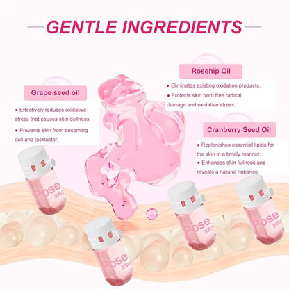 20Pcs Cleansing Oil Mini,Portable Natural Makeup Remover Oil,Nourishing and Gentle for All Skin Types,Rose,2 ml/0.07 fl.oz
