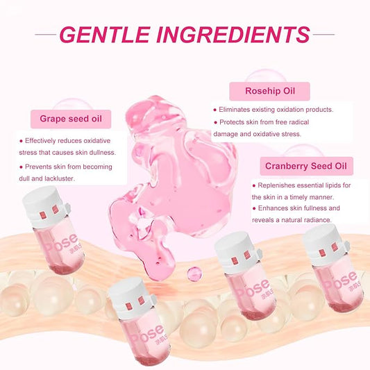20Pcs Cleansing Oil Mini,Portable Natural Makeup Remover Oil,Nourishing and Gentle for All Skin Types,Rose,2 ml/0.07 fl.oz