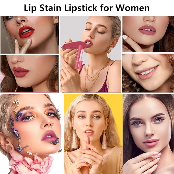 4 Colors Matte Lip Stain Liquid Lipstick For Women Teens Makeup Set Long Lasting Waterproof lip liner stain Fade Resistant Highly Pigmented Lightweight Portable Vegan Lip Stick matte Set C