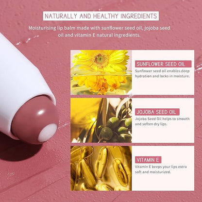 Cream Blush for Cheeks Radiant Finish, Hydrating, Creamy, Lightweight & Blendable Color, Vegan & Smooth Lip Color Balm, Hydrating Vitamin E