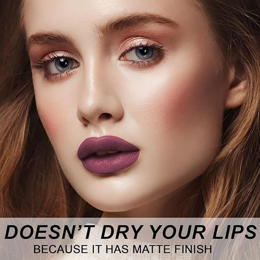 Matte Bullet Long Wear Lipstick - Vegan and Cruelty-Free - Smudge and Waterproof Matte Lipstick with Moisturizing Formula - All Day Comfort - (Plum Allure #22)