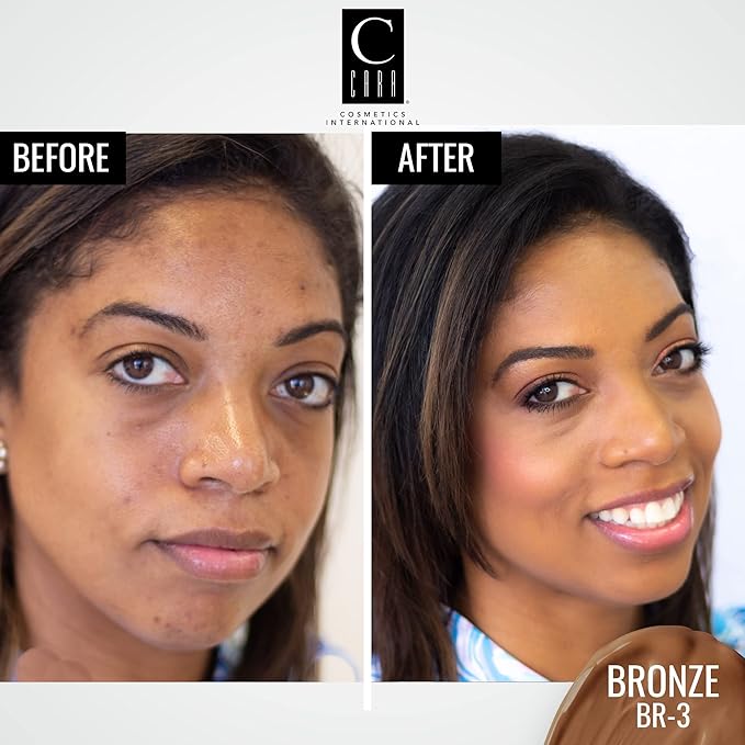 CARA Cosmetics Perfecta Base Foundation - Full Coverage Foundation Makeup, Oil Free Foundation, Light Foundation, Uneven Skin Tone & Oily Skin Foundations, BR-3: Bronze Warm Medium,1 oz.