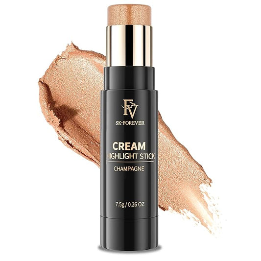 FV Cream Highlighter Stick, Blendable & Long Lasting Highlight Stick with Natural Finish, Shimmer Face Highlighter Makeup for Glowing Skin & Eyeshadow, Cruelty-free, 03 Champagne