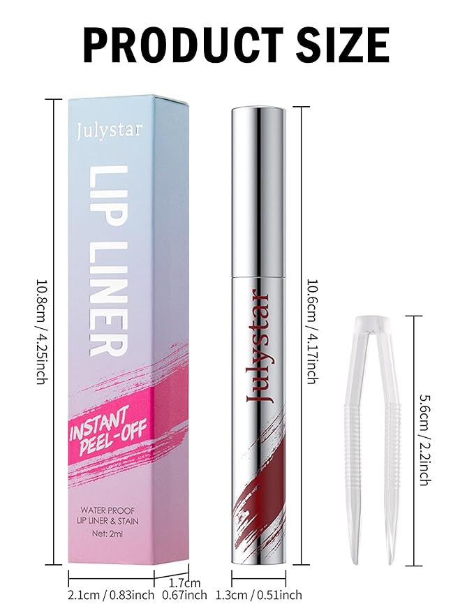 Lip Liner Stain Peel Off, Peel Off Lip Tint with Natural Finish, Long Lasting, Waterproof, Smudge-proof, Transfer-Proof, Highly Pigmented Color, Easy to Use 03#Cocoa