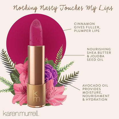 Karen Murrell - Natural Lip Stick 07 Fuchsia Shock - Pink Lipstick - Matte Finish, 100% Natural Ingredients, Moisturizes & Hydrates Lips - Paraben & Cruelty Free
