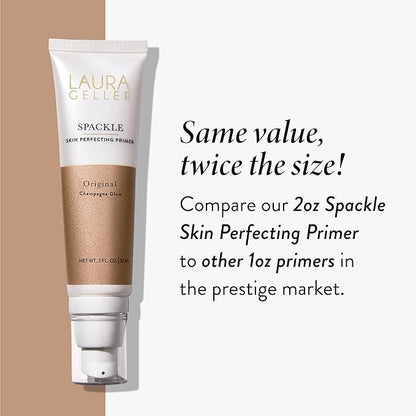 LAURA GELLER NEW YORK Ready-n-Radiant Kit (3 PC) - Baked Bronze-n-Brighten, Mediium + Spackle Super-Size Skin Perfecting Primer, Champagne Glow + Retractable Angled Kabuki Brush