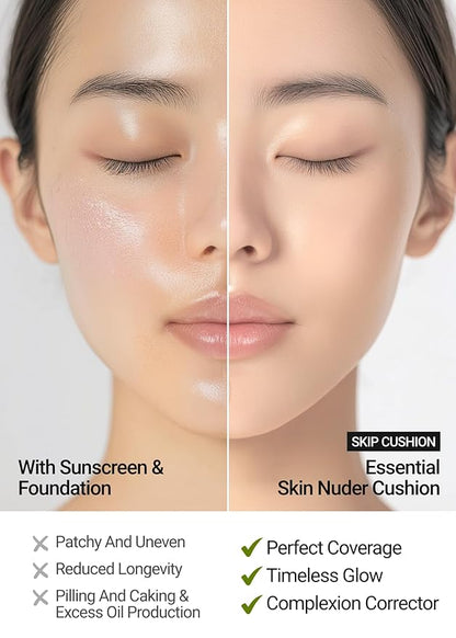 [JUNGSAEMMOOL OFFICIAL] Essential Skin Nuder Cushion (N Light) | Refill not Included | Foundation Makeup | Natural Finish | Buildable Coverage | Korean Makeup Artist Brand | Cream Foundation