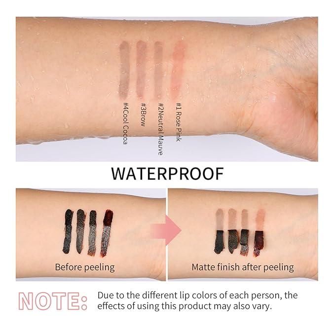 Peel Off Lip Liner Stain - Long-Lasting, Smudge-Proof, Waterproof Nude Matte Lip Tint, Non-Fading Peel Off Lip Color, Effortless Precision & Full Coverage, Vegan & Cruelty-Free, #1 Rose Pink