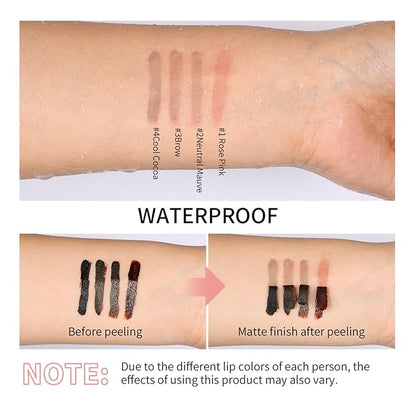 Peel Off Lip Liner Stain - Long-Lasting, Smudge-Proof, Waterproof Nude Matte Lip Tint, Non-Fading Peel Off Lip Color, Effortless Precision & Full Coverage, Vegan & Cruelty-Free, #1 Rose Pink