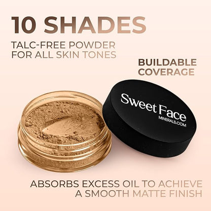 (Deep Tan) (5gm Jar) FOUNDATION Mineral Makeup with SPF 18+, Full Coverage Matte Loose Powder, Bare Face Cosmetics