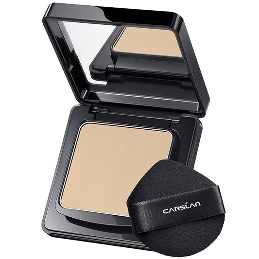 Waterproof Face Pressed Powder Compact, 24H Longlasting Oil Control Pressed Setting Powder Talc-Free Makeup, Shine Free, Poreless, Smooth, 01 Natural Beige for dry&com skin (0.28Oz)