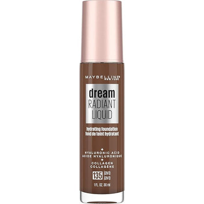 Maybelline Dream Radiant Liquid Medium Coverage Hydrating Makeup, Lightweight Liquid Foundation, Java, 1 Count