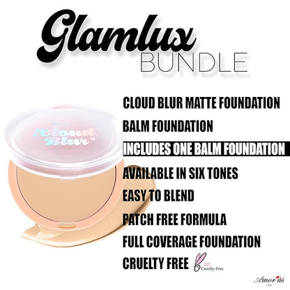 Beauty Bundle Beauty Creations Pink Cloud Pink Loose Setting Powder & Amorus Cloud Blur Matte Balm Foundation, Minimizes Pores, Matte Finish 14HR Shine Control (Ivory)