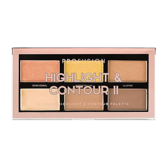 Profusion Cosmetics Rich Ingredients Long Lasting and Bendability Lightweight Mini Artistry Highlight & Contour II Palette - Medium Dark