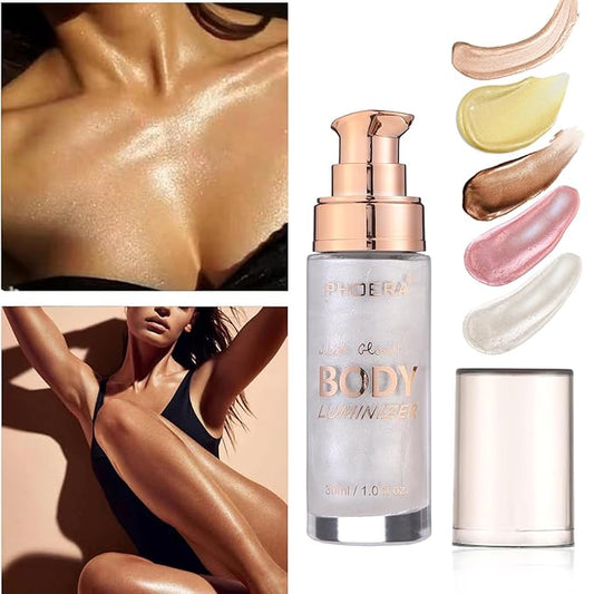 Diamond Platinum #05 Body Shimmer Oil: Waterproof, Long-Lasting Moisturizing Bronze Glow for Face & Body, 1oz Jars, Includes Makeup Brush