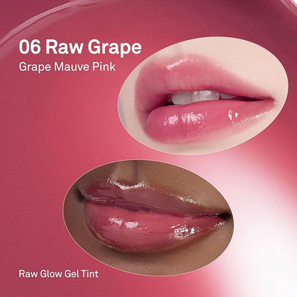 HINCE Raw Glow Gel Tint - Glossy Dewy Lip Tint, Non-Sticky & Long Wearing Lip Gloss for Natural Glass Glow, Moisturizing Liquid Lipstick, Vegan, 0.13 fl.oz. (RAW GRAPE, 06)