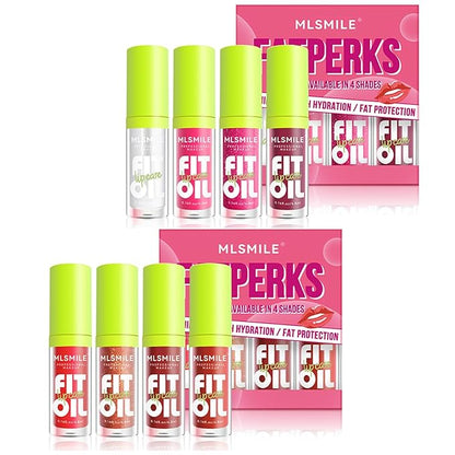 VolksRose 8pcs Lip Gloss Oil Set, Flavored Lip Gloss, Hydrating Lip Glow Oil, Lipgloss Lipoil Set for Women Girls Teens, Tinted Plumping Lip Gloss Packs, Fat Lip Oil Lip Balm for Dry Lips Nourishing