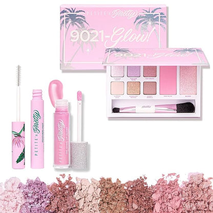 Petite 'n Pretty Everyday At First Glow Makeup & Featherlight Clear Mascara Set for Kids, Teens, & Tweens - Natural 3-in-1 Palette with Lip Gloss, Dual Purpose Brow & Lash Gel, Non-Toxic