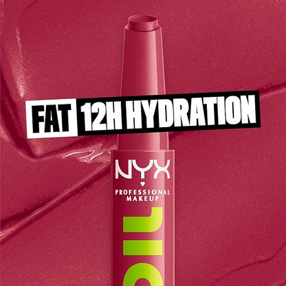 NYX PROFESSIONAL MAKEUP Fat Oil Slick Click, Lightweight, Buildable Pigmented Vegan Lip Balm - In The Drafts (Brown)