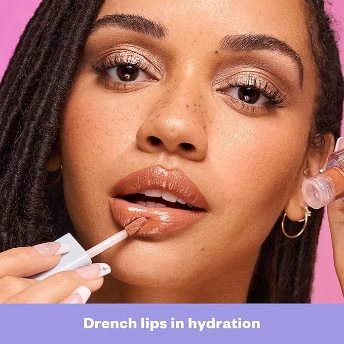 Kosas Wet Lip Oil Gloss - Hydrating Lip Plumping Treatment with Hyaluronic Acid & Peptides (Bare)