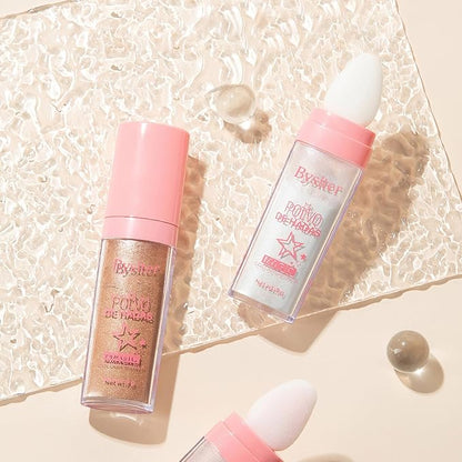 Highlighter Powder Stick Makeup 2Pcs Polvo De Hadas Body Glitter Shimmer Highlighter Powder High Gloss Blush Contour Powder Makeup Shine Face Powder Blush for Face Hair Body