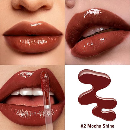 LIP VB Hydrating Lip Gloss Stain - 12HR Glossy Plump & Waterproof Moisture Lock, Non-Sticky Lip Treatment for Dry Lips Revival, Daily Wear & Night Care (Mocha Shine)