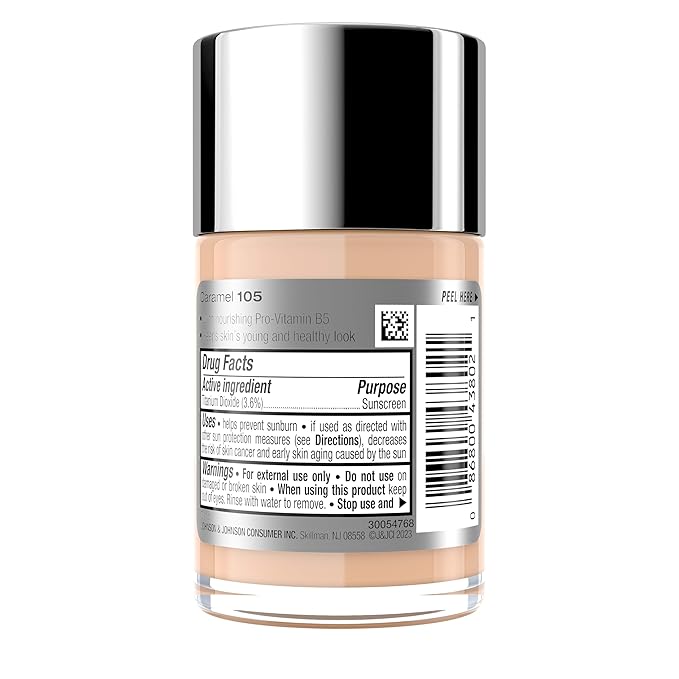 Neutrogena Healthy Skin Liquid Makeup Foundation, Broad Spectrum SPF 20 Sunscreen, Lightweight & Flawless Coverage Foundation with Antioxidant Vitamin E & Feverfew, 105 Caramel, 1 fl. oz