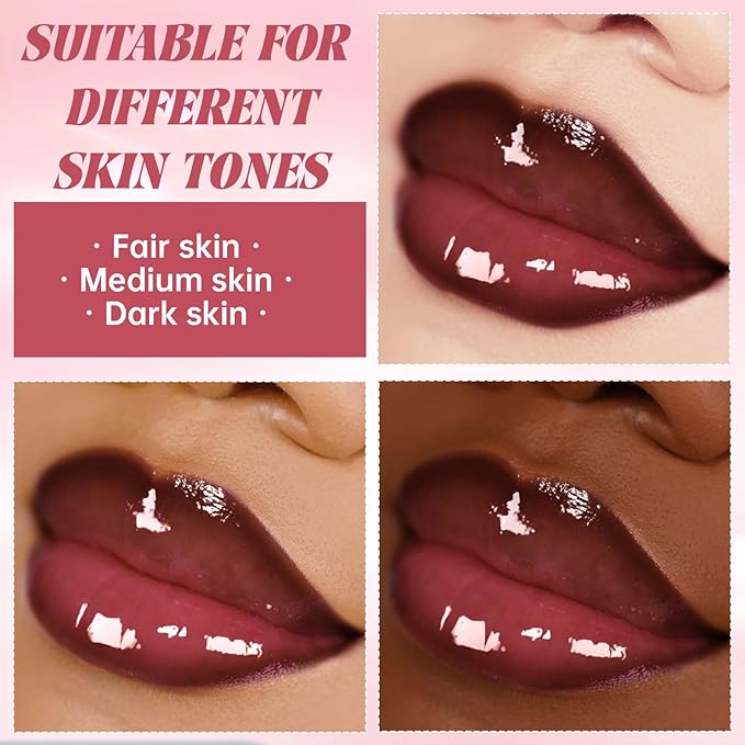 Nourishing Lip Gloss with Brown Lip Liner Combo Set, Moisturizing High Shine Lip Glow Oil Fresh Lightweight Lip Care, Glossy Plumper Lip Gloss for Women, Long Wear Liquid Lipstick Makeup Kit#3