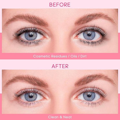 Buqikma Lash Shampoo Kit - Eyelash Extension Cleanser for Extensions 60ML with Rechargeable Handheld Lash Fan Dryer Mascara Brush Rinse Bottle Makeup Cleansing Foam for Lash Care
