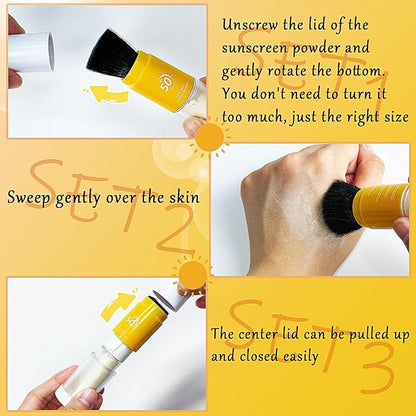 Mineral Sunscreen Setting Powder SPF 50, Mineral Brush Powder Oil Control Natural Matte Finish Loose Powder with Sunscreen Brush, Translucent Face Powder Smooth Lasting Lightweight Breathable