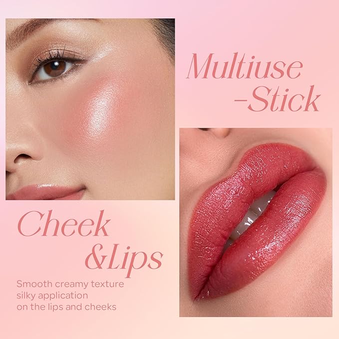 Mineral Color Balm, SPF 35 Multi Color Stick for Lips, Cheeks& Eyes, Blendable Creamy Lightweight Formula, Buildable Shimmer Finish, Multiuse Makeup Stick, Pink