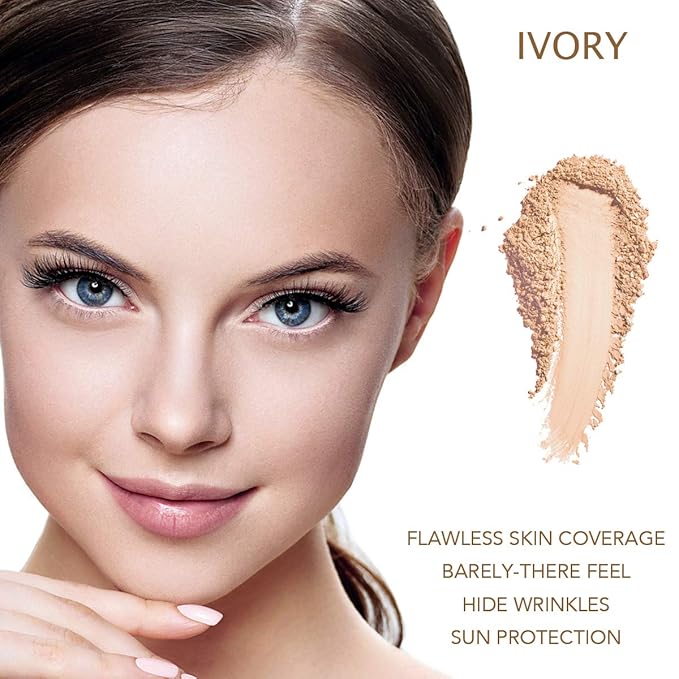 Bellaterra Cosmetics Mineral Powder Foundation | Long-Lasting All-Day Wear | Buildable Sheer to Full Coverage – Matte | Sensitive Skin Approved | Natural SPF 15 (Ivory) 9 grams