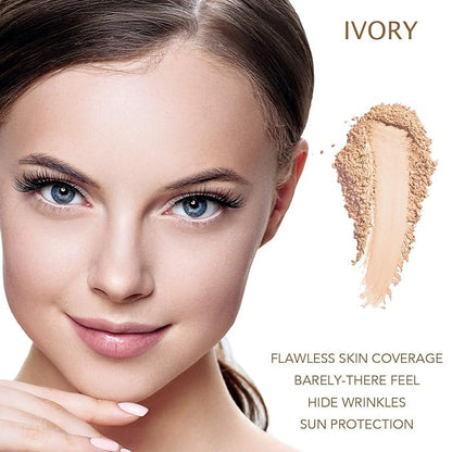 Bellaterra Cosmetics Mineral Powder Foundation | Long-Lasting All-Day Wear | Buildable Sheer to Full Coverage – Matte | Sensitive Skin Approved | Natural SPF 15 (Ivory) 9 grams