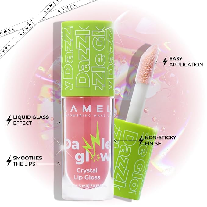 Dazzle Glow Crystal Clear Lip Gloss - Hydrating Lip Gloss - Non Sticky Lip Gloss - Colored Lip Gloss - Lip Gloss Color - Mini Lip Gloss - Moisturizing Lip Gloss - №402 Soulmate