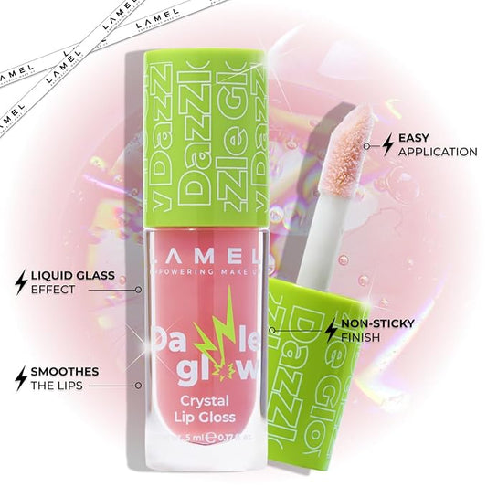 Dazzle Glow Crystal Clear Lip Gloss - Hydrating Lip Gloss - Non Sticky Lip Gloss - Colored Lip Gloss - Lip Gloss Color - Mini Lip Gloss - Moisturizing Lip Gloss - №402 Soulmate