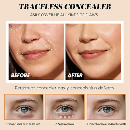 Inauguratei Under Eye Brightener,Waterproof Under Eye CC Concealer for Dark Circles,Long-Lasting Oil Control Dark Circle Corrector Foundation Cream,Tired Skin Color Correcting Brightener & Primer