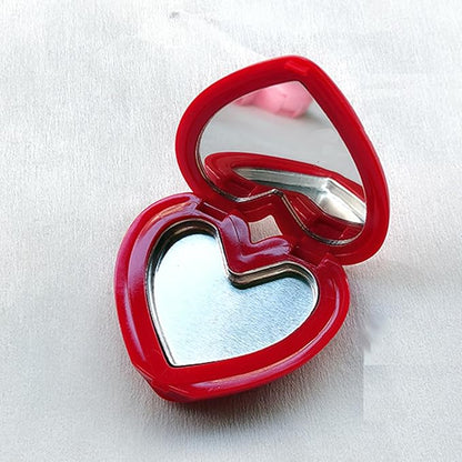 5 Pieces Mini Heart Shaped Eyeshadow Palette Refillable Eye Shadow Dispenser Empty Lipstick Container Case Travel Plastic Cosmetic Container with Mirror for DIY Makeup Container, Red
