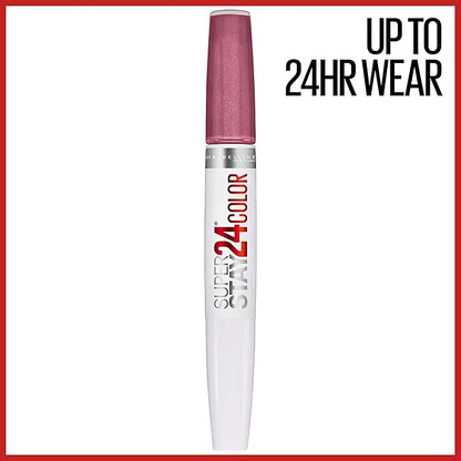 Maybelline Super Stay 24, 2-Step Liquid Lipstick Makeup, Long Lasting Highly Pigmented Color with Moisturizing Balm, Perpetual Plum, Purple, 1 Count