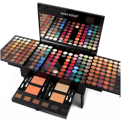 190 Colors Cosmetic Make up Piano Box Set,Combination with Eyeshadow /Facial Blusher /Eyebrow Powder /Eyeliner Pencil /Mirror,All-in-1 Makeup Gift Set (Color A)