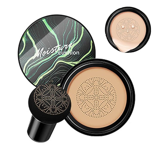Air Cushion CC Cream Foundation, Mushroom Head Face Makeup Moisturizing Concealer, Waterproof Oil Control Long-Lasting, 3.53 Oz CC Cream Foundation for All Skin Types (Dark Brown, 3.52 oz)
