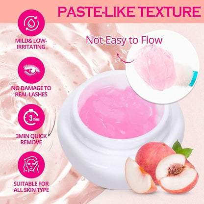 ARISON LASHES Lash Remover For Eyelash Extension Cream Remover Low Irritation Cream Remover for Sensitive Skin Fast Dissolution Professional Eyelash Extensions Salon Use(Peach)
