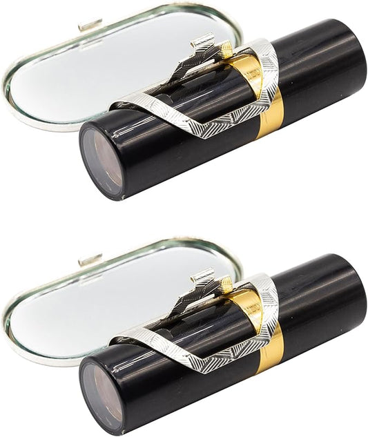 Stephanie Imports Set of 2 Clip-On Round Lipstick Mirrors (Throwback Squares)