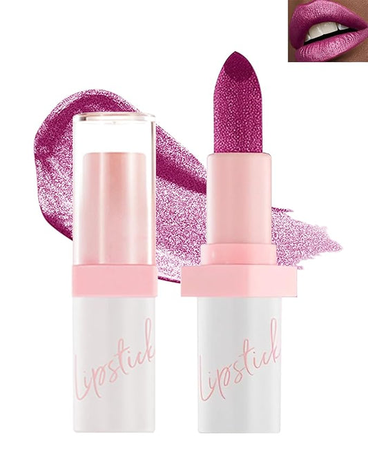 Glitter Lipstick for Women, Shimmer Sparkly Lipstick Long Lasting Waterproof, Diamond Shiny Metallic Matte Lipstick,Non-sticky, Impact Color, Bold Glimmer Glow Lip Gloss, Stage Party Makeup (02#Berry)