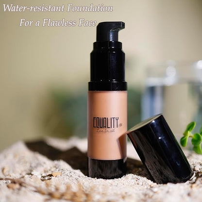 EQUALITY HI-DEF Foundation, Water resistant, Medium to Full coverage, Dewy finish non-matt, 12 hour wear Shine control, Cruelty Free, Paraben Free, 18ml/0.61 US Fl Oz - C9